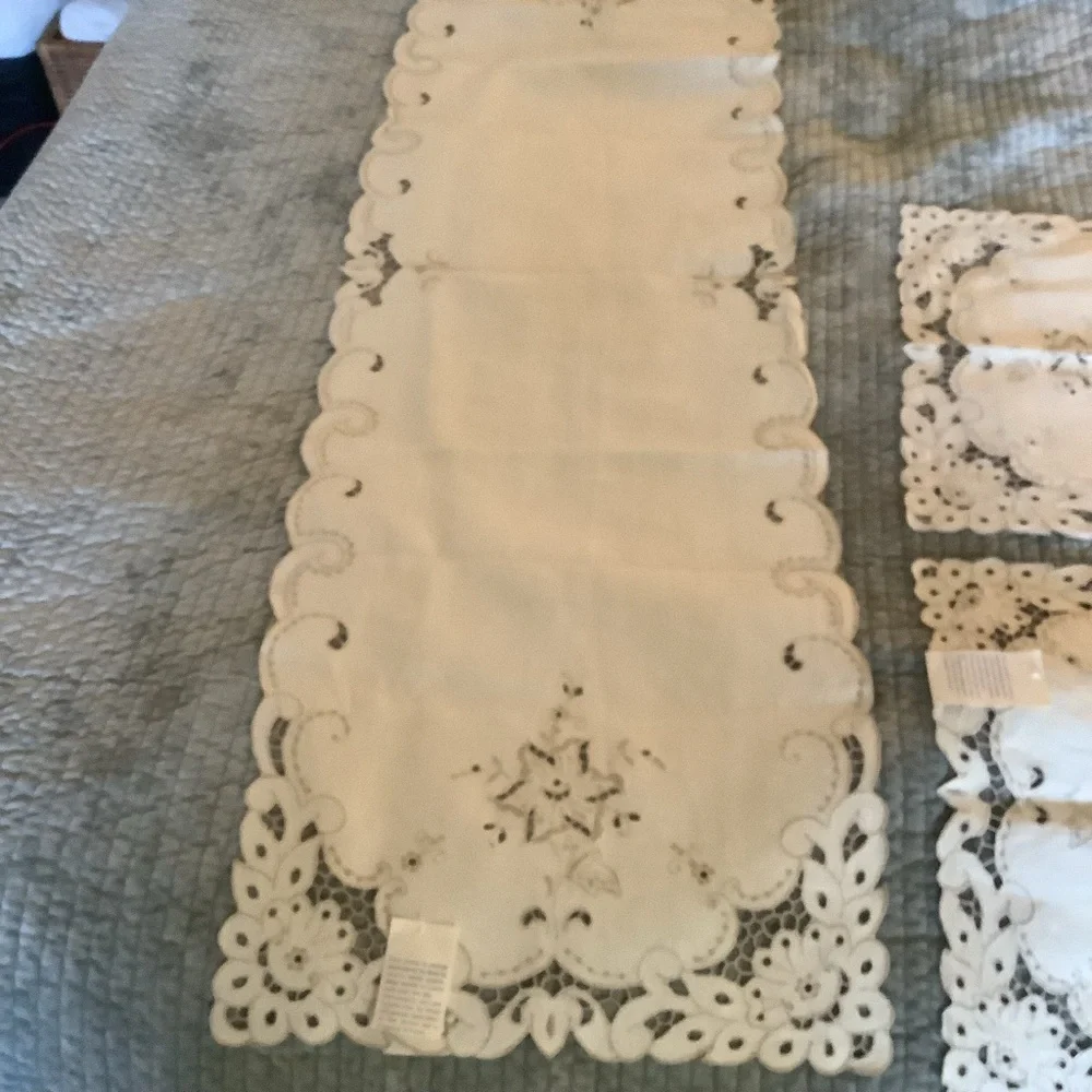 Five Piece Hand Embroidered in Portugal  Linen Set